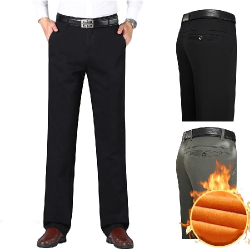 Pantalones De Vestir Hombre Formal Térmicos Color Sólido