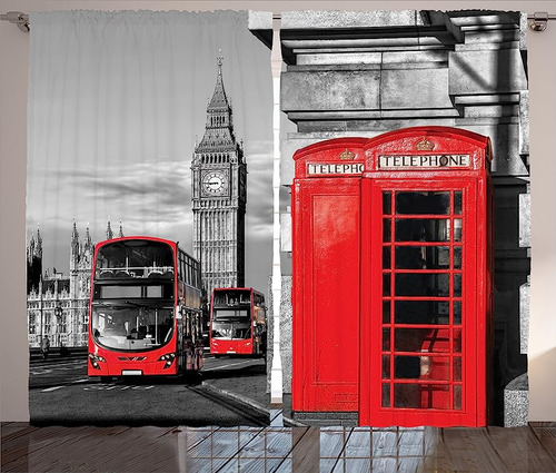 London Curtains London Telephone Booth In The Street Tradici