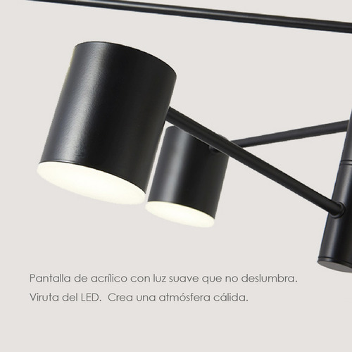 Lampara De Techo Colgante Industrial Con 6 Luces Downligth Estructura Negro