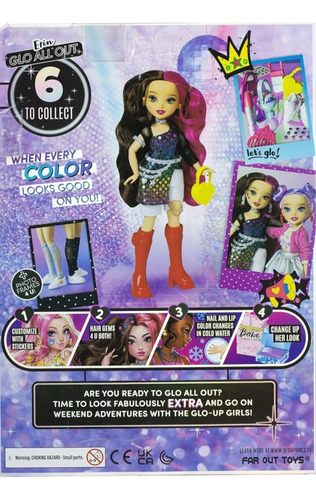 Muñeca De Moda Glo Up Girls Erin. Cambio Color Uñas Y Labios