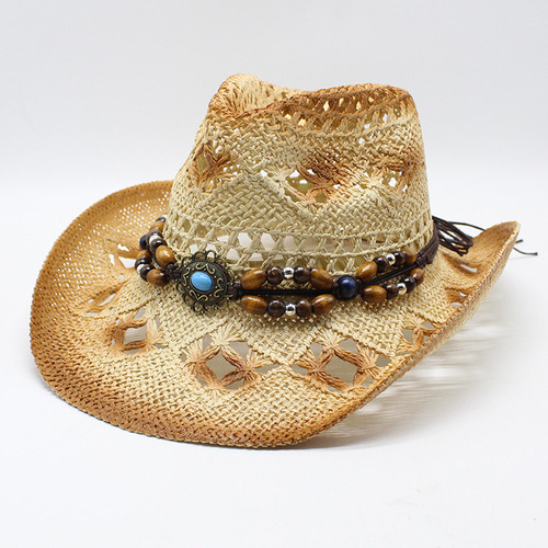 Z Sombrero De Vaquero De Paja Para Hombre Y Mujer, Ala