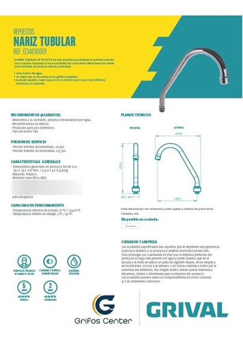 Imagen 4 de 6 de Cuello Lavaplatos Plástico Cromado Grival