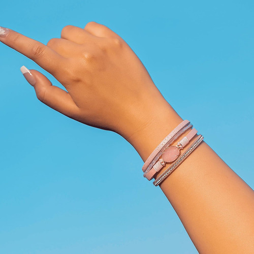 Pulseira Fancy Shiny 4 Em 1 De 20 Cm Rosa Com Fecho Magnetic