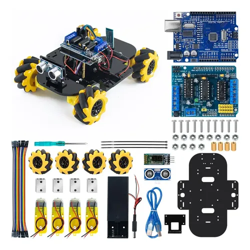 Kit De Robot Coche 4WD Con Motores Y Ruedas – Para Arduino, STEM Y Competiciones, Incluye 4 Motores De Engranajes Y Ruedas De Plástico