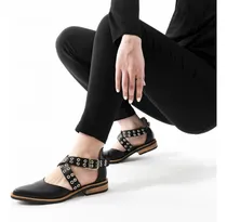 Comprar Sandalias Zapatos Mujer Ojotoas Cuero Vacuno Elegantes Livianas Cruzadas Bajas Primavera Verano 