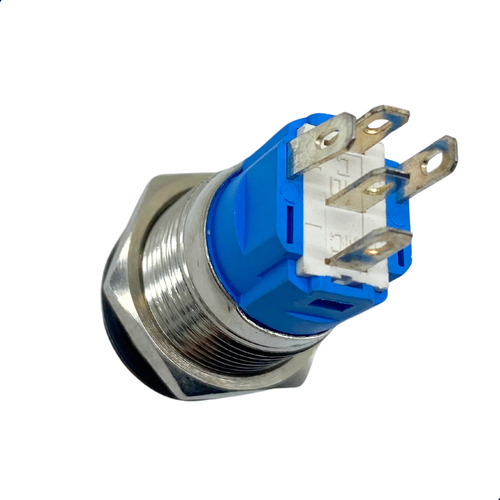 Botão Anti Vandalismo Led Azul Sem Trava 12v 22mm