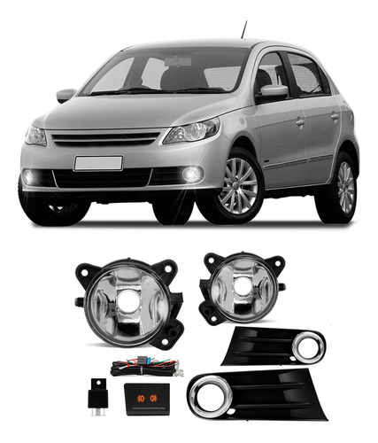 Kit Farol Milha Vw Gol G5 2009 A 2012 Neblina Auxiliar Botão