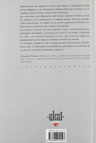 Diccionario De Las Religiones. Giovanni Filoramo. Akal