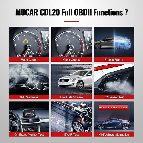 Escáner Vehicular Obd2 Mucar Cdl20, Biblioteca Dtc, Evap