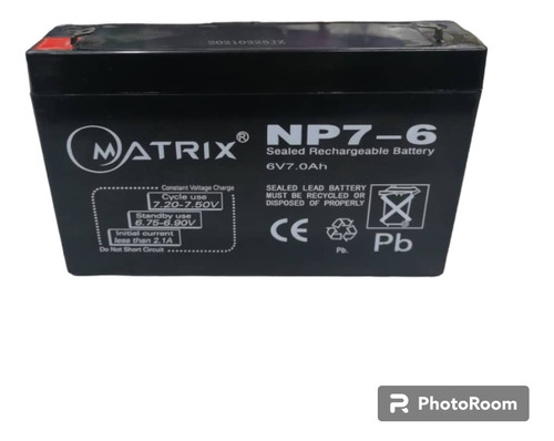 Bateria Ups 6v 7amp Matrix Cerco Lampara Emergencia 