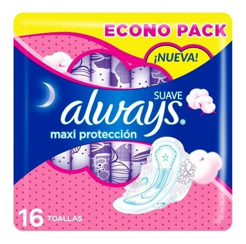 Toallas Higiénicas Always Suave Maxi Protección 16 Unidades