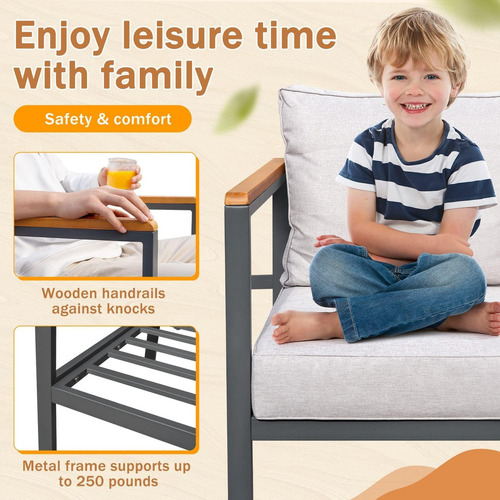 Sala Para Jardin 4 Pcs Estructura Beige