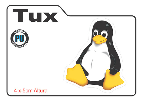 Adesivo Pinguim Tux Linux Resinado