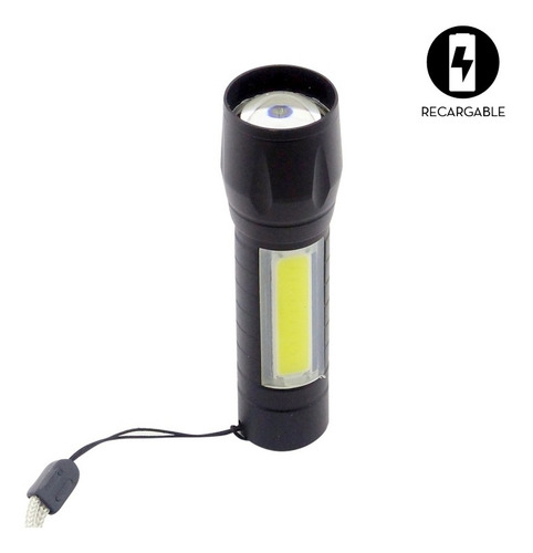 Mini Linterna Led Tactica Metalica, Con Zoom, Recargable.
