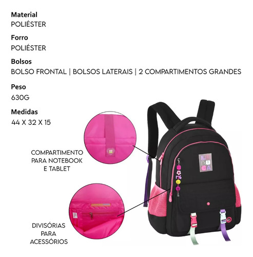Mochila De Costas Escolar Luluca Meninas Lançamento Lu24601