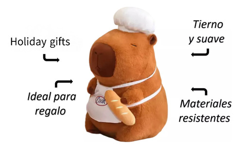 Muñeco De Peluche Capybara Soft Chef Bread C De 30 Cm