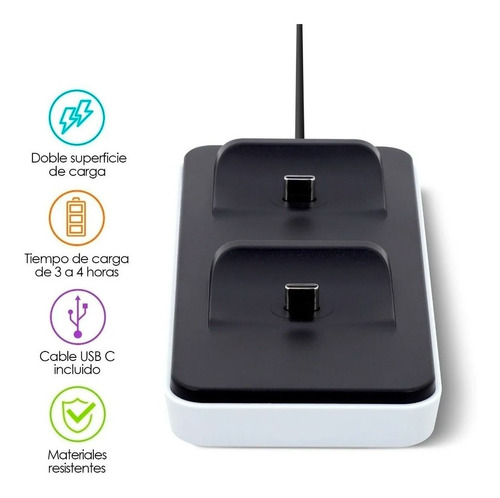 Base Cargador Ps5 Iplay Para Dualsense Slot De 2 Controles