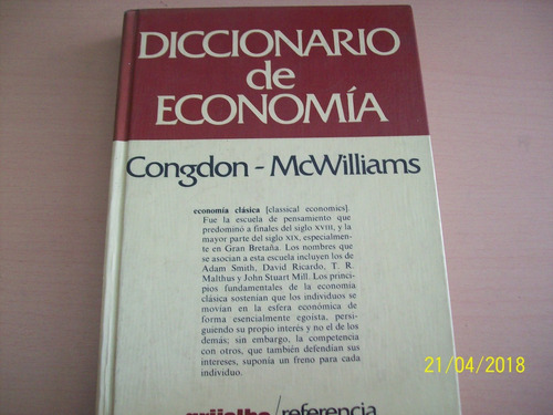 Diccionario De Economía. Congdon - Mc Williams, 1982  8 D 
