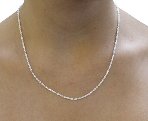 Imagen 5 de 10 de Cadena Torzal De Plata 925 De 45 Cm Diamantada Mujer Agálea