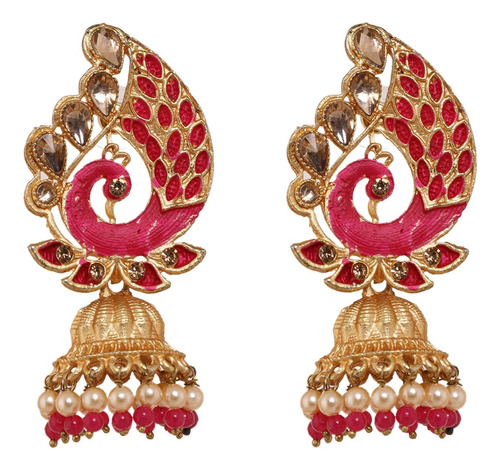 Saissa Chapado En Oro De Metal Bollywood Peacock Stud Jhumka