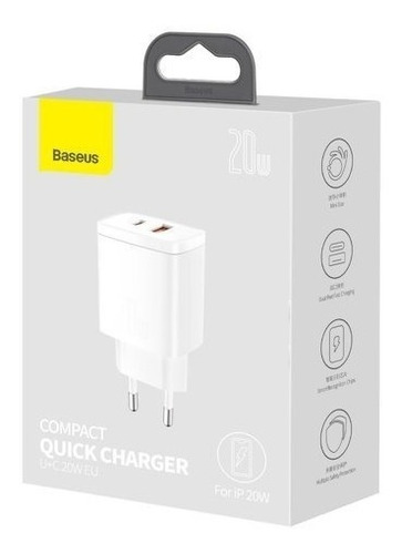 Baseus Compact Fast Usb / Usb Type C Charger 20w 3a 3.0