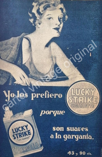 Cartel Publicitario Retro Cigarros Lucky Strike 1930