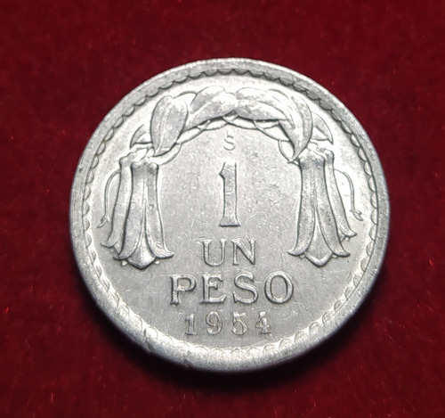 Moneda 1 Peso Chile 1954 Aluminio 