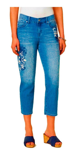 Jeans Curvy Capri Estampado Y Bordado De Style & Co. Talla 8