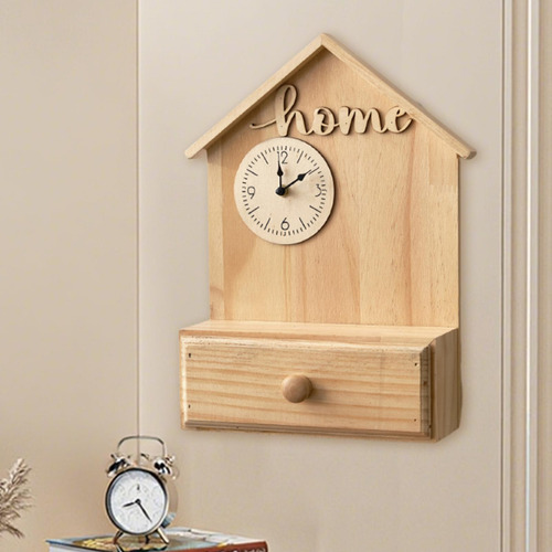 Reloj De Pared Decorativo Con Cajón, Silencioso, Sin Caqui