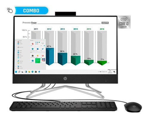 Todo En Uno Aio Hp 22 Core I3 10ma 8gb 1tb + 250gb Windows