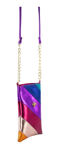 Porta Celular Arcoíris Bolso Para Dama Multicolor Metálico