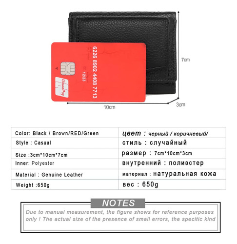 Mini Portafolios Plegable Unisex Para Tarjetas De Crédito