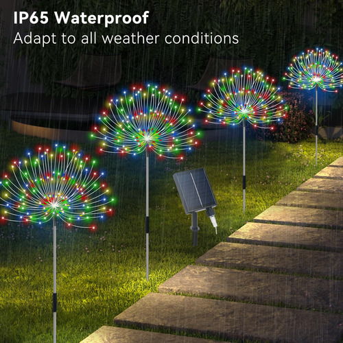 Luces Solares Jardin Al Aire Libre Led 8 Modos Iluminacion Multicolor