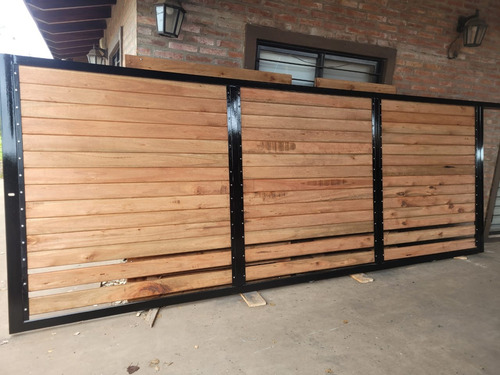 Portones Corredizo Hierro En Madera Grandy Cerrado 3x180
