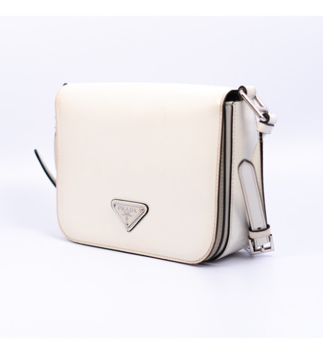 Bolso Prada Blanco Rectangular Con Logo Cert Entrupy (Usado)