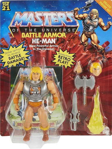 Figura He-man Battle Armor Deluxe Con Accesorios Y Comic