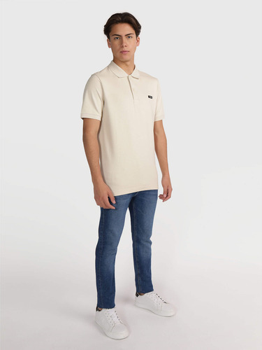 Polo Stretch Slim Button Crema Calvin Klein