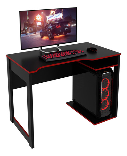 Imagen 2 de 8 de Mueble Escritorio Gamer Moderno Negro/rojo Me4161.0001