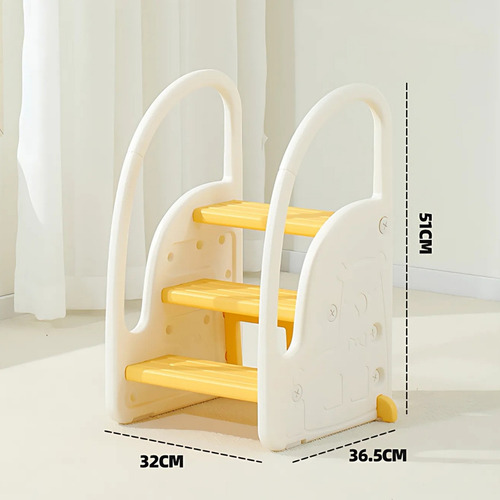Mini Escalera Para Niños Taburete Multifuncional Color Blanco