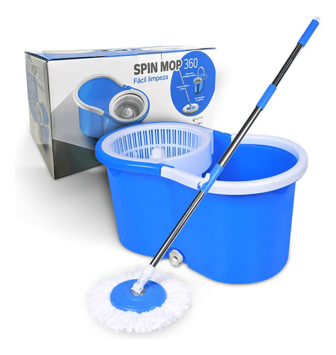 Spin Mop 360 Fácil Limpeza Chão 360 Plástico Giratório Inóx