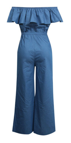 H Mono De Mujer Con Hombros Descubiertos Jeans De Mezclilla