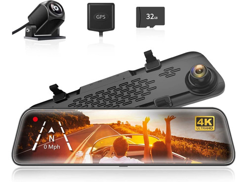 Dashcam Wolfbox G840 Cámara Espejo Retrovisor 4k, De 12''