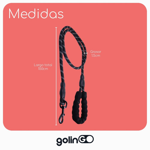 Correa Para Perro De 1.5 Metros Resistente Cómoda Meru Color Negro