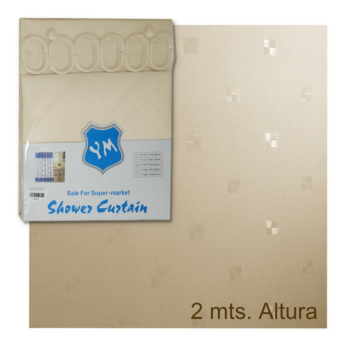 Imagen 1 de 5 de Cortina De Baño Ducha Beige 1.95 Mt Alto Nylon Teflon 82050