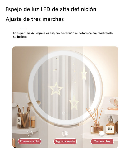 Tocador Madera 100*40*120cm Con Espejo Led Y 4 Cajones RK100CK Color Blanco