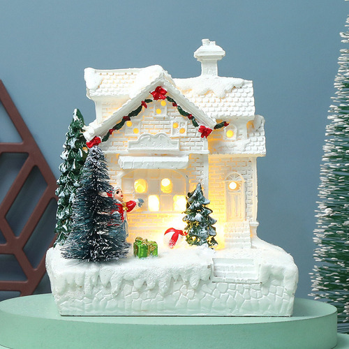 Mc Casa De Nieve Resplandeciente Adornos Navideños Little