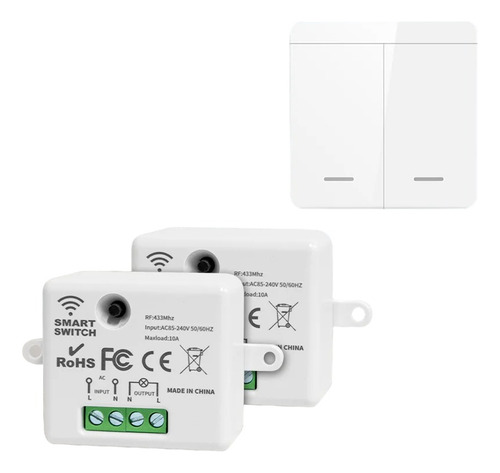Interruptor 2 Teclas Sem Fio Remoto  + 2 Modulos Rf 433 Mhz