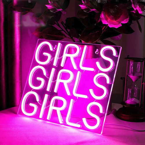 Girls Girls Girls Letrero De Neón Rosa Con Control Atenuador