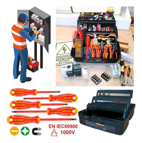 Kit Dieléctricos, Alicates, Desarmadores, Caja De Electricis