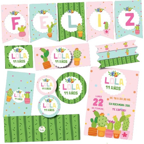 Kit Imprimible Personalizado Cactus Candy Cumple